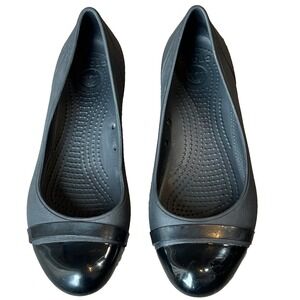 Crocs Cap Toe Ballet Flats Black Womens 8